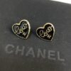 Chanel New Arrival Black Enamel Heart Earrings