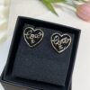 Chanel New Arrival Black Enamel Heart Earrings