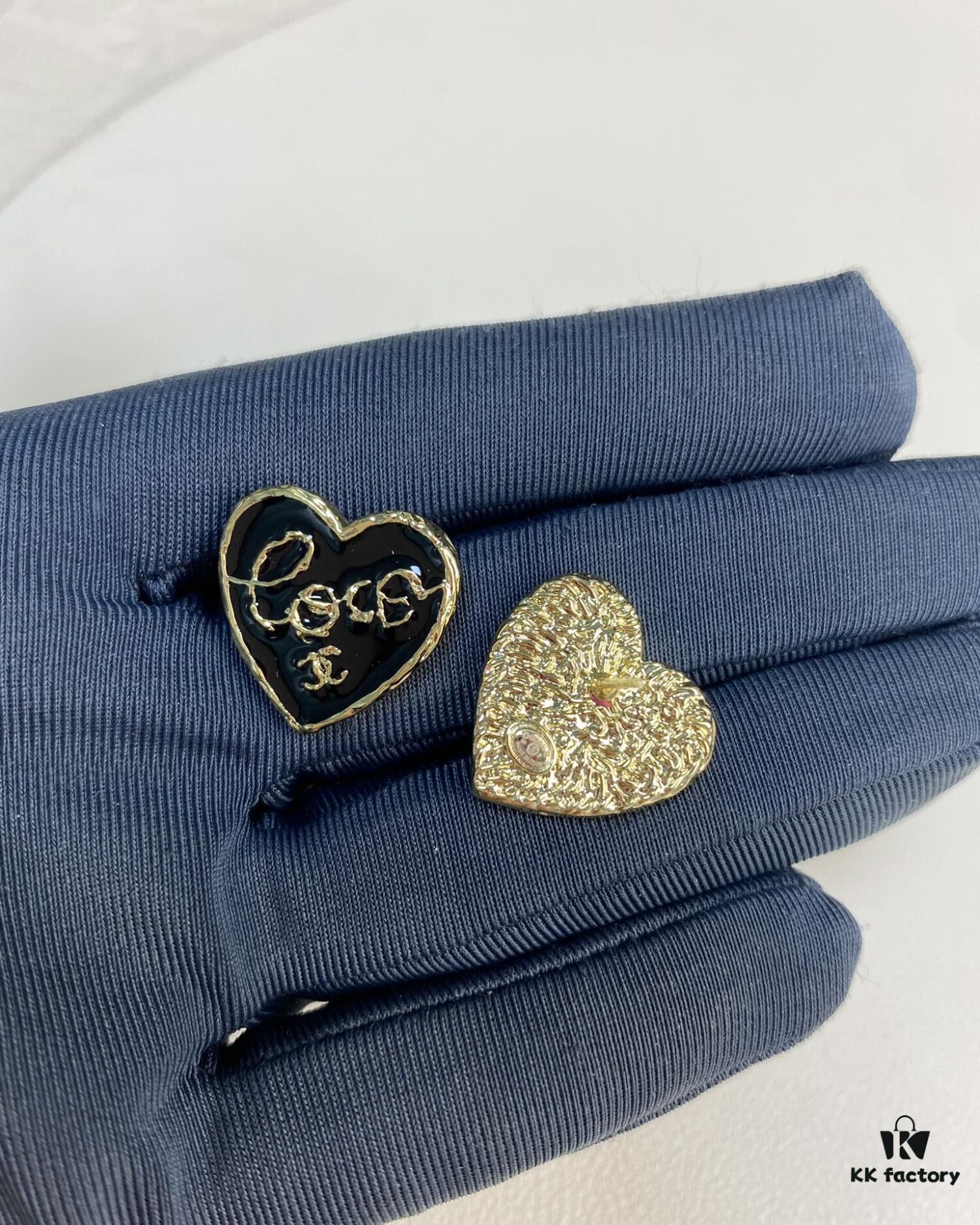 Chanel New Arrival Black Enamel Heart Earrings