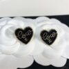 Chanel New Arrival Black Enamel Heart Earrings