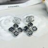 Xiaoxiang New Model Four-Leaf Clover Zircon Diamond-Inlaid Double C Pendant Earrings