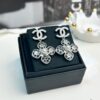 Xiaoxiang New Model Four-Leaf Clover Zircon Diamond-Inlaid Double C Pendant Earrings