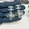 Xiaoxiang New Model Four-Leaf Clover Zircon Diamond-Inlaid Double C Pendant Earrings
