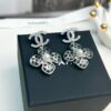 Xiaoxiang New Model Four-Leaf Clover Zircon Diamond-Inlaid Double C Pendant Earrings