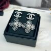 Xiaoxiang New Model Four-Leaf Clover Zircon Diamond-Inlaid Double C Pendant Earrings