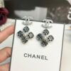 Xiaoxiang New Model Four-Leaf Clover Zircon Diamond-Inlaid Double C Pendant Earrings