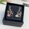 New Xiaoxiang Black Enamel Square Multi-Element AB Style Earrings ✨✨🦋