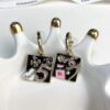 New Xiaoxiang Black Enamel Square Multi-Element AB Style Earrings ✨✨🦋