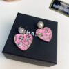 Chanel New Arrival Pink Enamel Heart Earrings Model AB