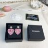 Chanel New Arrival Pink Enamel Heart Earrings Model AB