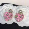 Chanel New Arrival Pink Enamel Heart Earrings Model AB