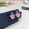 Chanel New Arrival Pink Enamel Heart Earrings Model AB