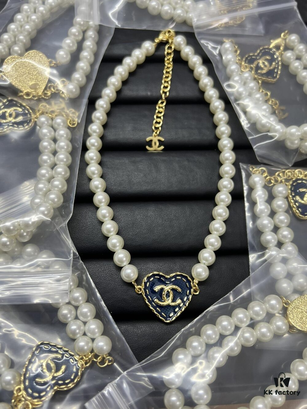 Chic New Style Denim Heart Pearl Necklace