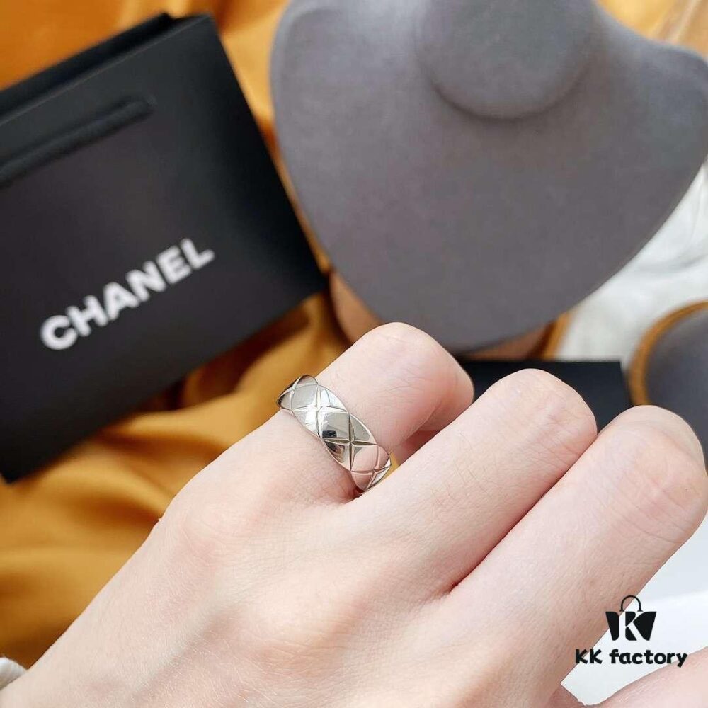Chanel Coco Crush Series Quilted Beige Ring
