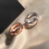 Chanel Coco Crush Series Quilted Pattern Ring, S925 Sterling Silver Heavy Craft, Available in White Gold and Rose Gold Finish