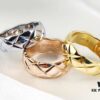 Chanel Coco Crush Series Quilted Pattern Ring, S925 Sterling Silver Heavy Craft, Available in White Gold, Rose Gold, and Yellow Gold Finish