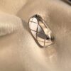 Chanel Coco Crush Series Quilted Pattern Ring, S925 Sterling Silver Heavy Craft, Available in White Gold and Rose Gold Finish