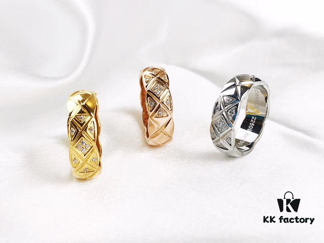 Exquisite New Arrival - Ultra-Unique CHANEL COCO Crush Gold Diamond-Cut Ring, Highly Recommended Across Major Apps and Websites, Stylish and Sentimental, Perfect Couple Rings