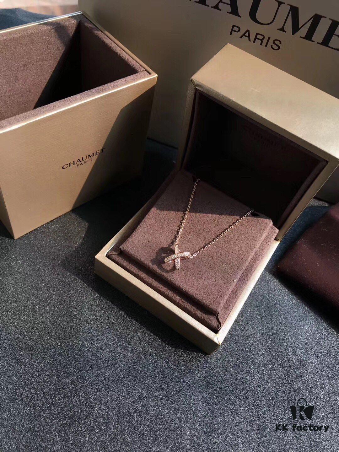 CHAUMET PARIS Liens 'Forever Connected' Diamond Ring, 925 Silver Plated with 18K Gold, Heavily Sparkling – Highly Recommended! Openwork Cross Design Adorned with Brilliant Zirconia Stones, Glittering ✨✨