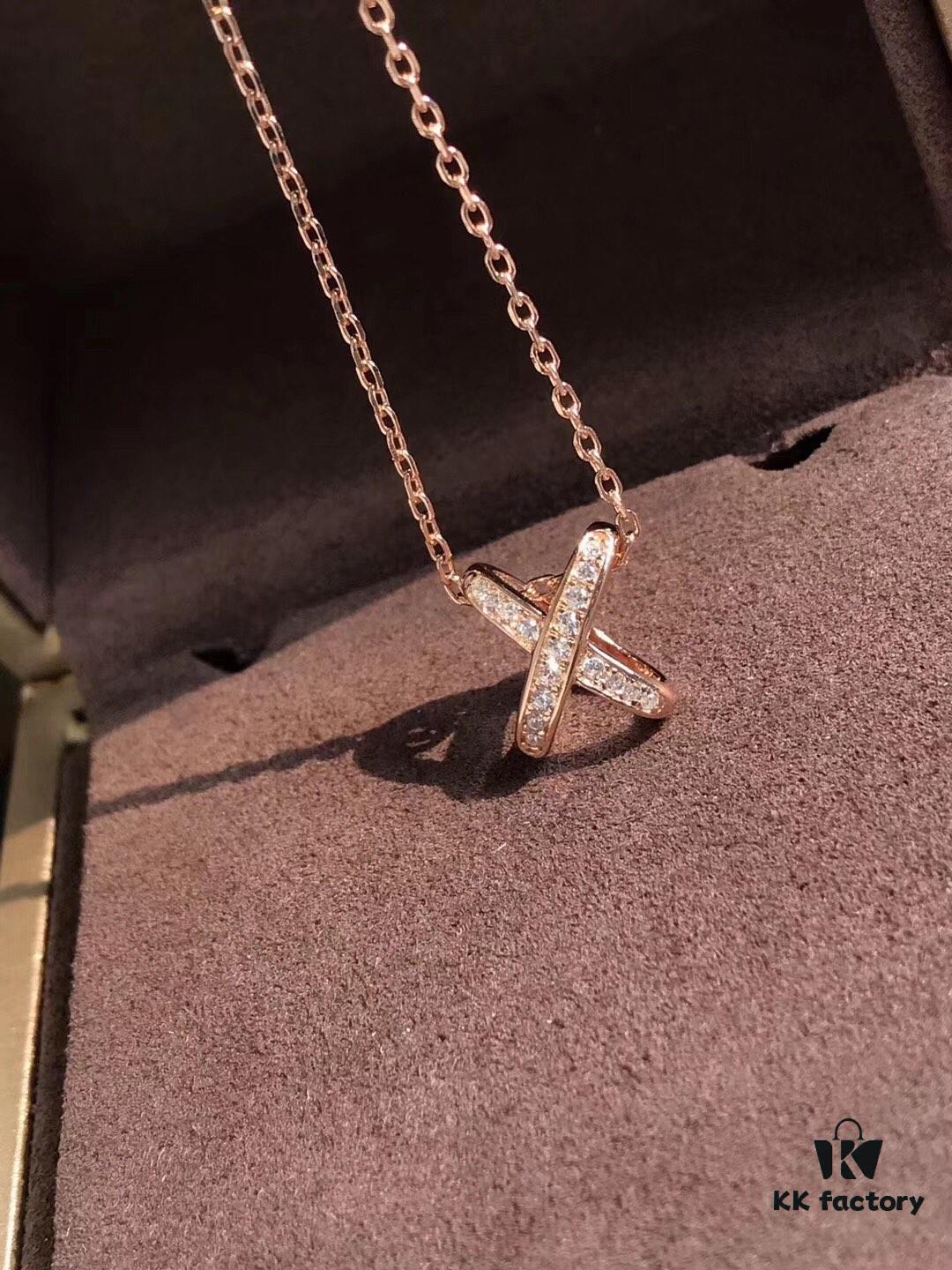 CHAUMET PARIS Liens 'Forever Connected' Diamond Ring, 925 Silver Plated with 18K Gold, Heavily Sparkling – Highly Recommended! Openwork Cross Design Adorned with Brilliant Zirconia Stones, Glittering ✨✨