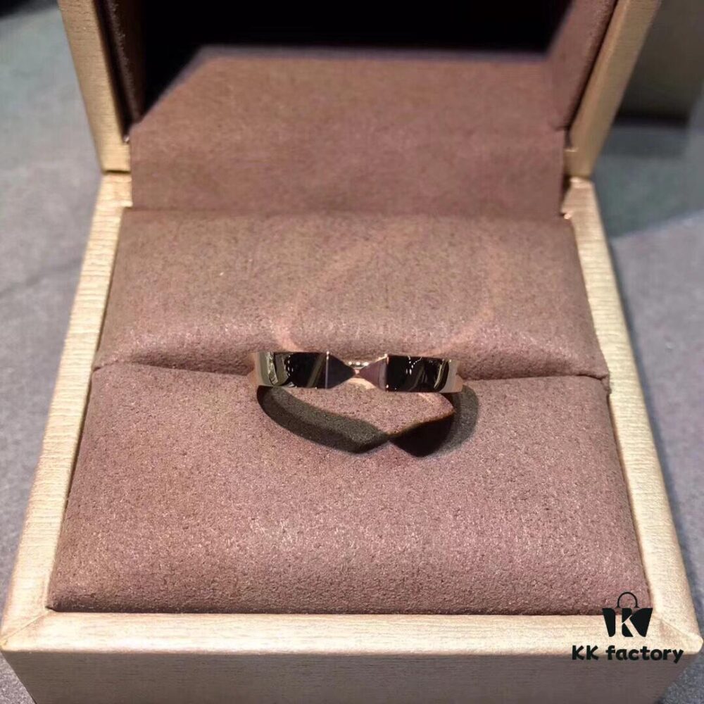 CHAUMET Paris X-Shaped Ring, Couple's Matching Band, Men's Plain Version Without Diamonds, Women's Full Diamond Version