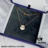 New 925 Sterling Silver Plated with Gold CHAUMET Paris Jeux de Liens Harmony Round Mother-of-Pearl Pendant Necklace