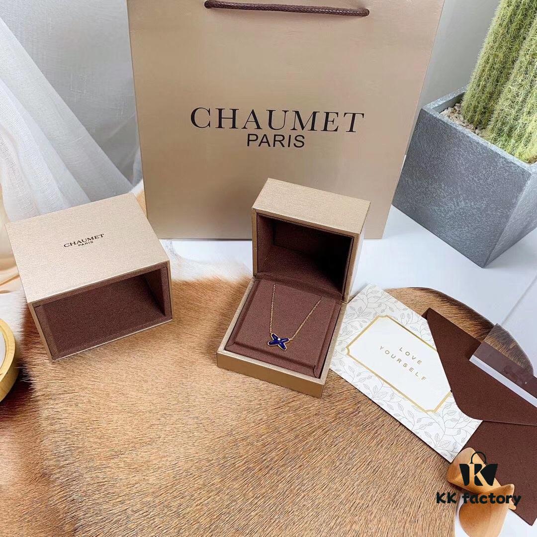 CHAUMET PARIS Liens 'Forever Linked' Pendant Necklace – Mother-of-Pearl, Turquoise, Lapis Lazuli, White Gold, Yellow Gold, 18K Gold-Plated 925 Silver with Zircon Accents