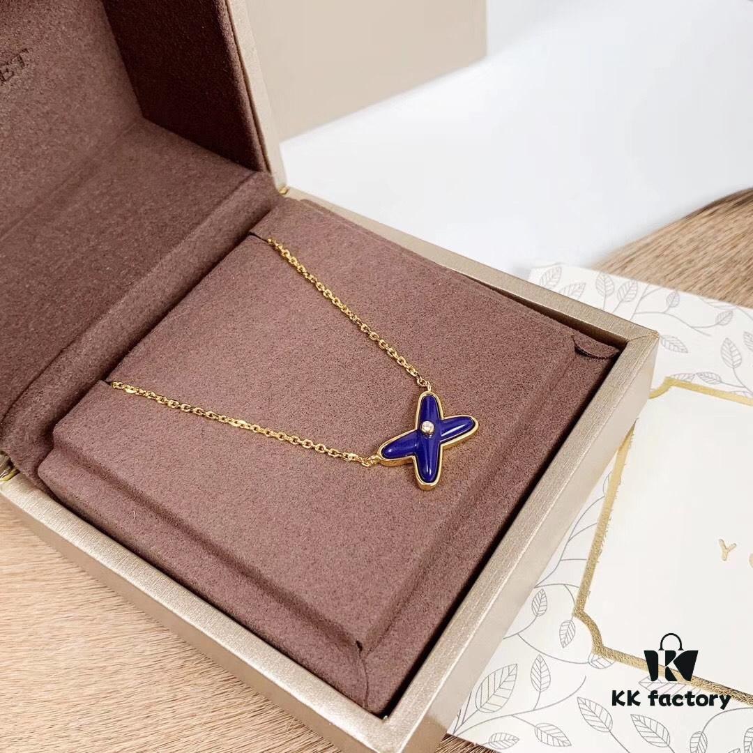 CHAUMET PARIS Liens 'Forever Linked' Pendant Necklace – Mother-of-Pearl, Turquoise, Lapis Lazuli, White Gold, Yellow Gold, 18K Gold-Plated 925 Silver with Zircon Accents