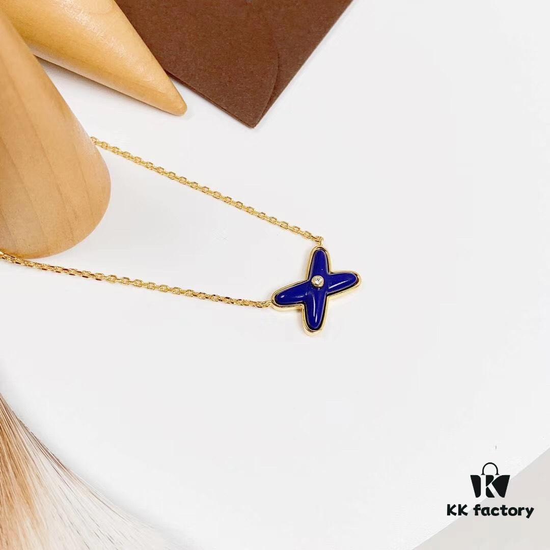 CHAUMET PARIS Liens 'Forever Linked' Pendant Necklace – Mother-of-Pearl, Turquoise, Lapis Lazuli, White Gold, Yellow Gold, 18K Gold-Plated 925 Silver with Zircon Accents