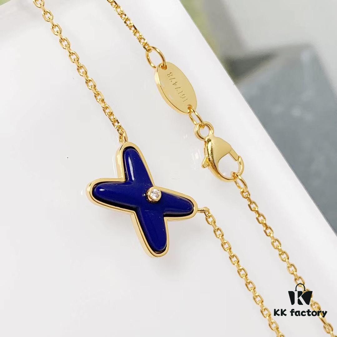 CHAUMET PARIS Liens 'Forever Linked' Pendant Necklace – Mother-of-Pearl, Turquoise, Lapis Lazuli, White Gold, Yellow Gold, 18K Gold-Plated 925 Silver with Zircon Accents