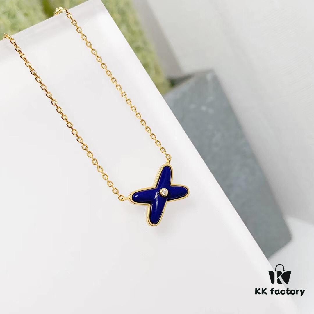 CHAUMET PARIS Liens 'Forever Linked' Pendant Necklace – Mother-of-Pearl, Turquoise, Lapis Lazuli, White Gold, Yellow Gold, 18K Gold-Plated 925 Silver with Zircon Accents