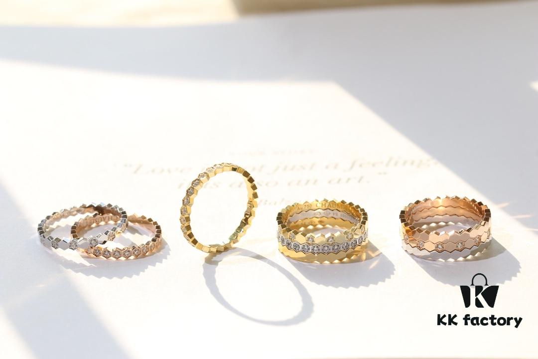 Chaumet Liens Honeycomb Collection Ring – Available in Plain, Half-Diamond, and Full-Diamond Versions