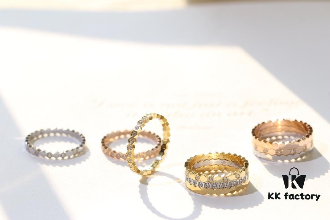 Chaumet Liens Honeycomb Collection Ring – Available in Plain, Half-Diamond, and Full-Diamond Versions