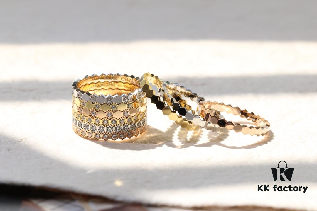 Chaumet Liens Honeycomb Collection Ring – Available in Plain, Half-Diamond, and Full-Diamond Versions