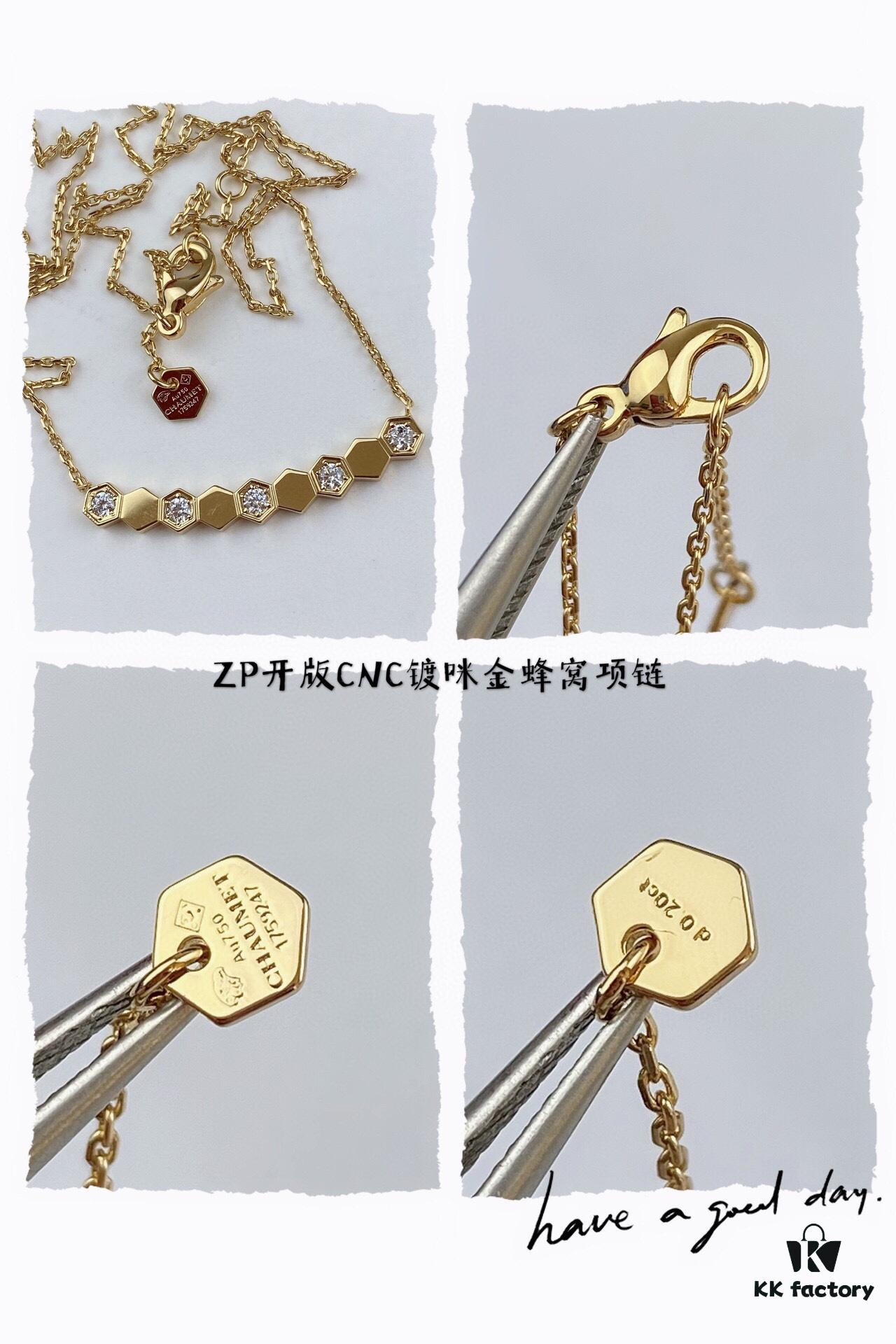 New Arrival Supreme Design! SAMMY Honeycomb Necklace, Exquisitely Crafted with Imported CNC Precision Carving, Available in White Gold and Rose Gold, In Stock