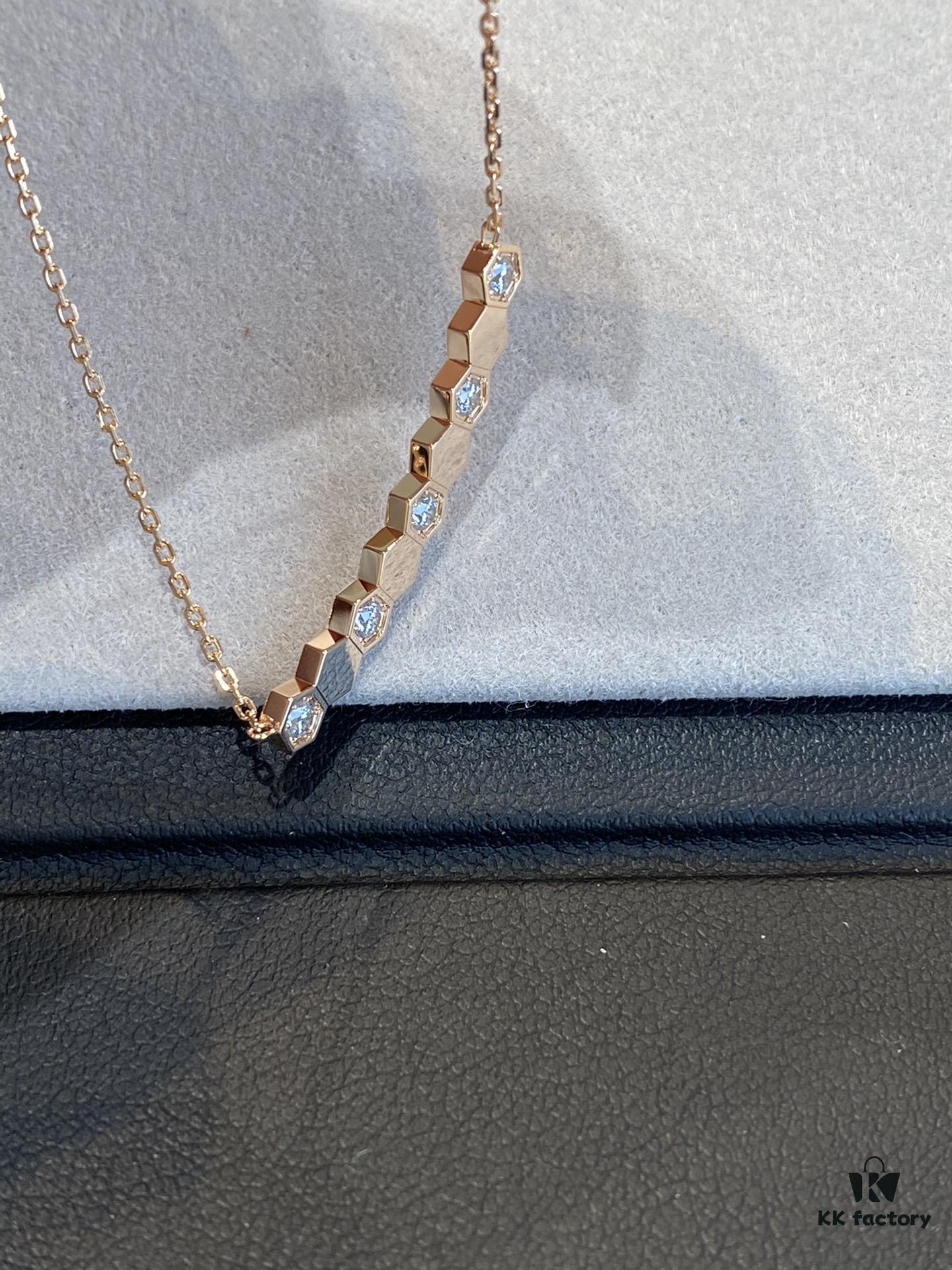 New Arrival Supreme Design! SAMMY Honeycomb Necklace, Exquisitely Crafted with Imported CNC Precision Carving, Available in White Gold and Rose Gold, In Stock