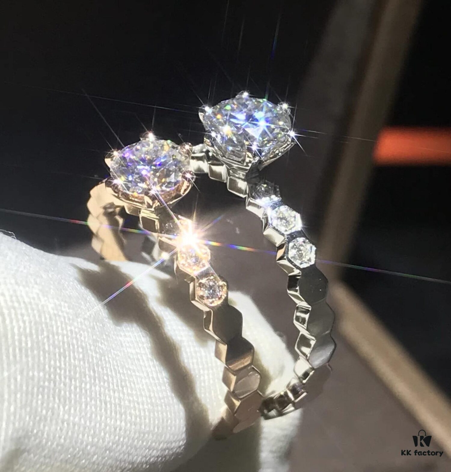 Chaumet Paris Hive Solitaire Ring, Bridal Diamond Iconic Design, Elegant and Radiant