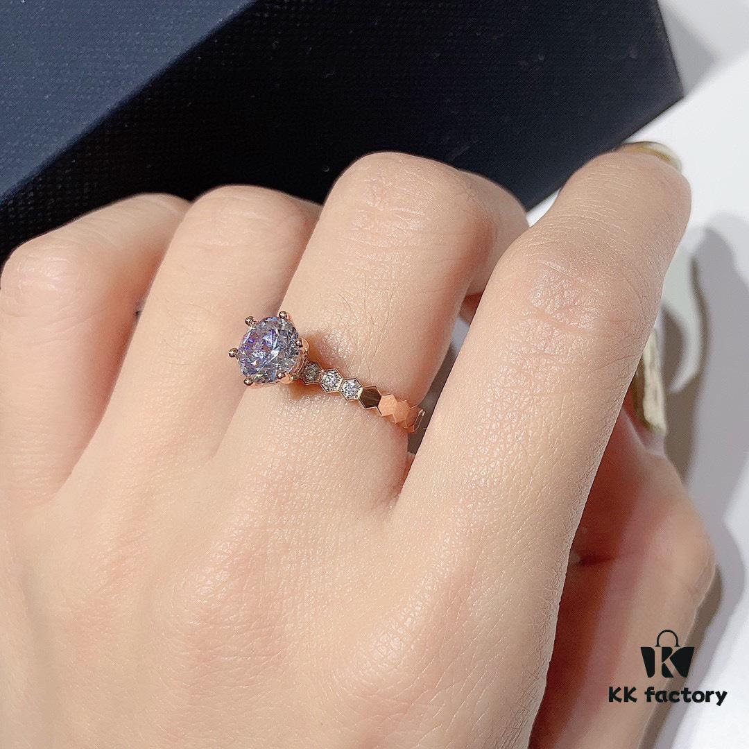 Chaumet Paris Hive Solitaire Ring, Bridal Diamond Iconic Design, Elegant and Radiant