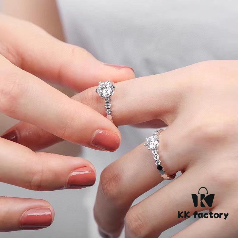 Chaumet Paris Hive Solitaire Ring, Bridal Diamond Iconic Design, Elegant and Radiant