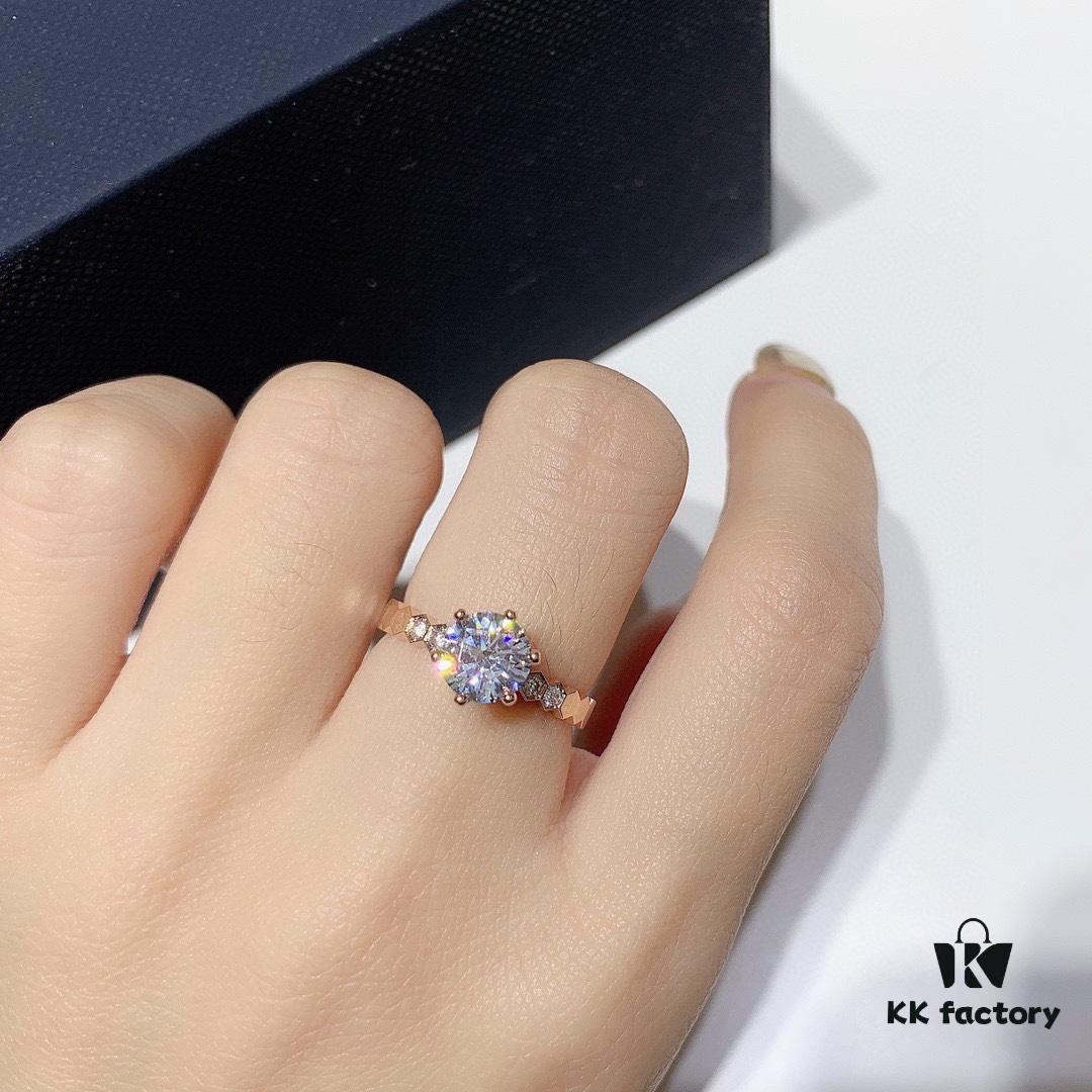 Chaumet Paris Hive Solitaire Ring, Bridal Diamond Iconic Design, Elegant and Radiant