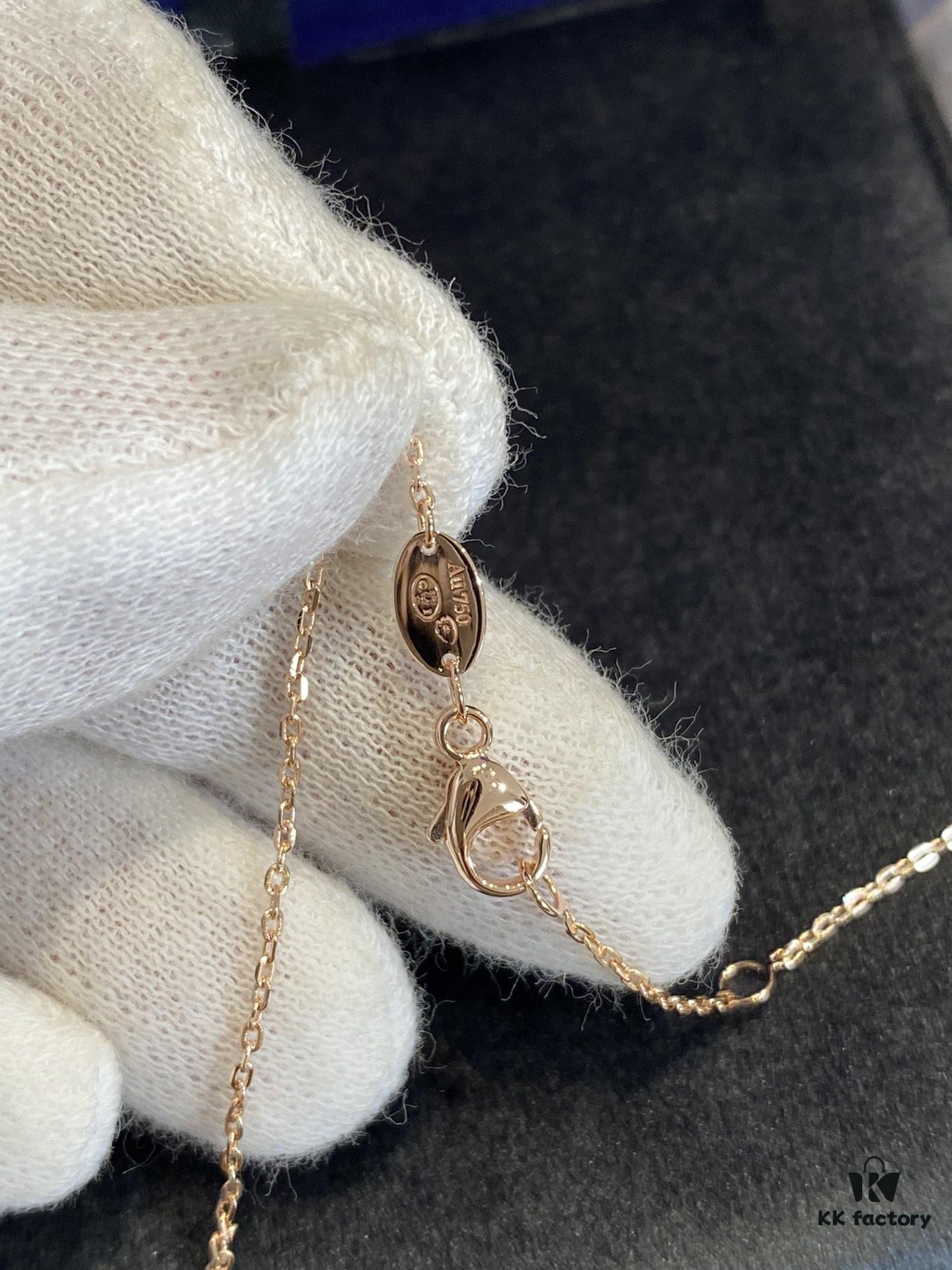 Cross Necklace in Rose Gold with White Shell, Chu Shang Meets Paris Elegance, 37.5-41.5cm, V-Gold Plated Thick Gold Finish, Paired with Natural Deep-Sea White Shell, Exquisitely Crafted on Both Sides, Individually Stone-Cut