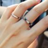 Gray Snake Ring and Honeycomb Ring Couple Set