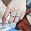 Gray Snake Ring and Honeycomb Ring Couple Set