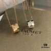 CHAUMET Honeycomb Half-Diamond Small Cylinder Necklace, Two Tones, Double-Sided Wearing, V-Gold Material