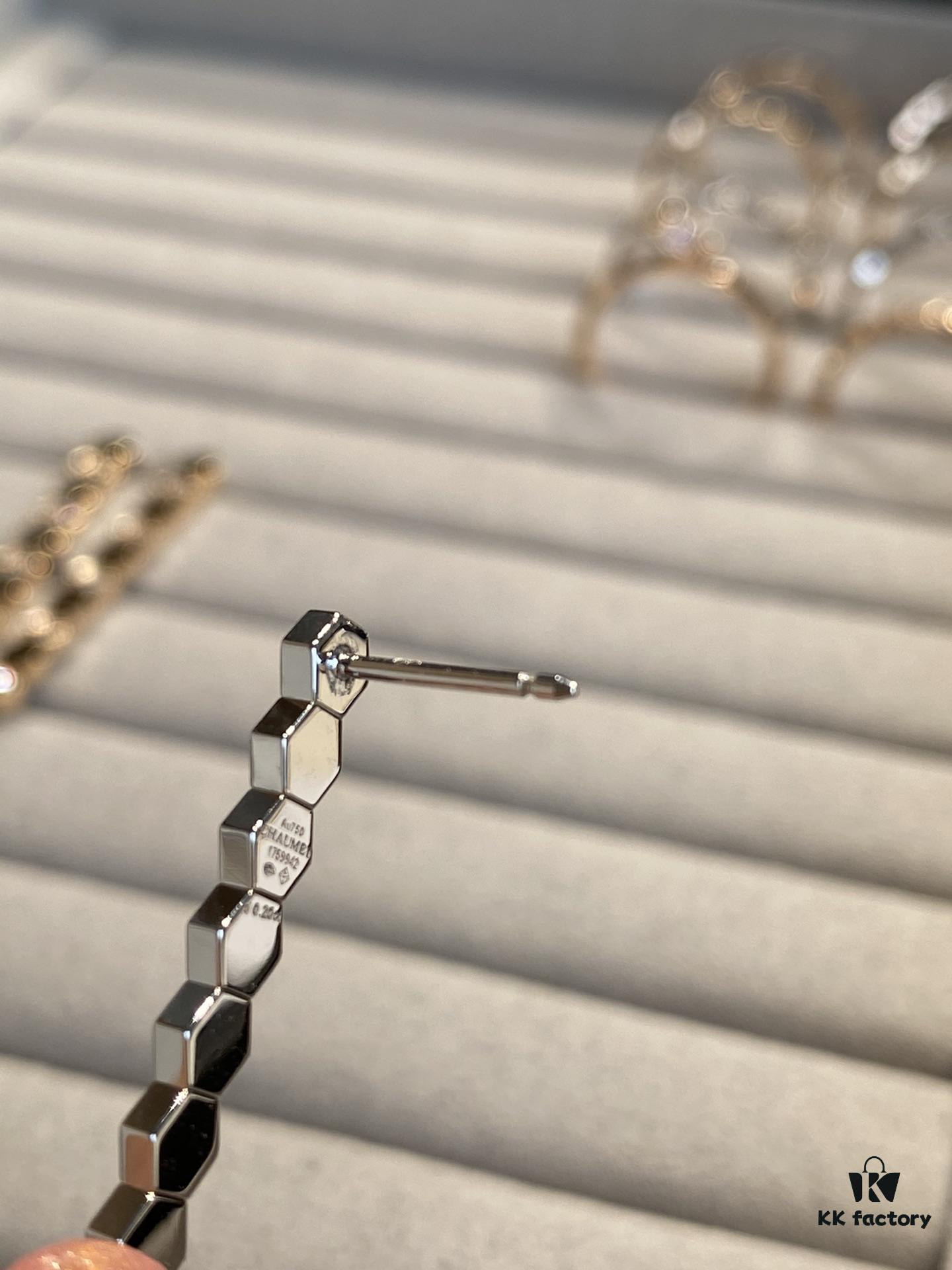 Shangmei Honeycomb Earrings, Long Style, Seamless Stacking Design with Precision-Crafted Ear Pins