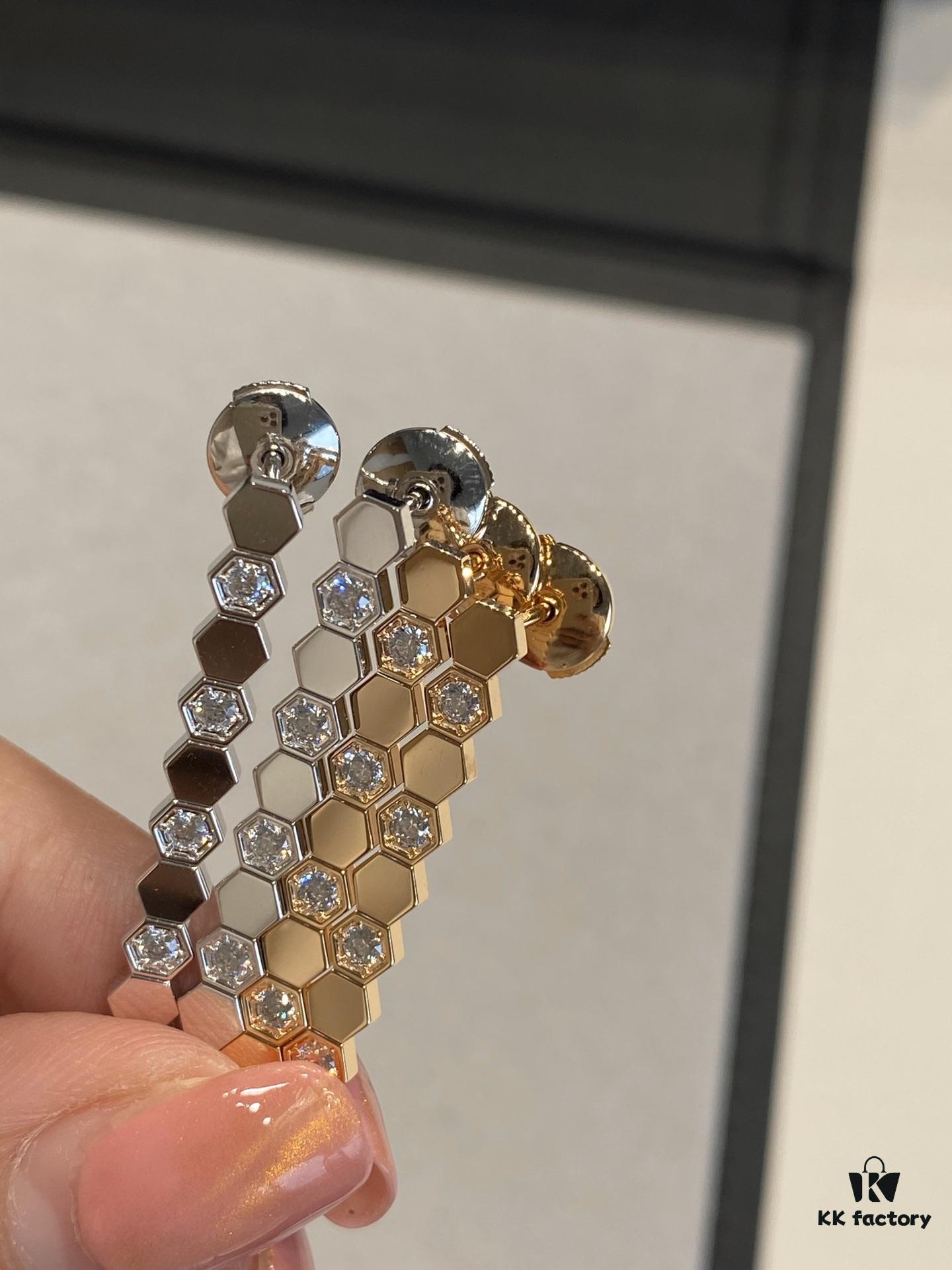 Shangmei Honeycomb Earrings, Long Style, Seamless Stacking Design with Precision-Crafted Ear Pins