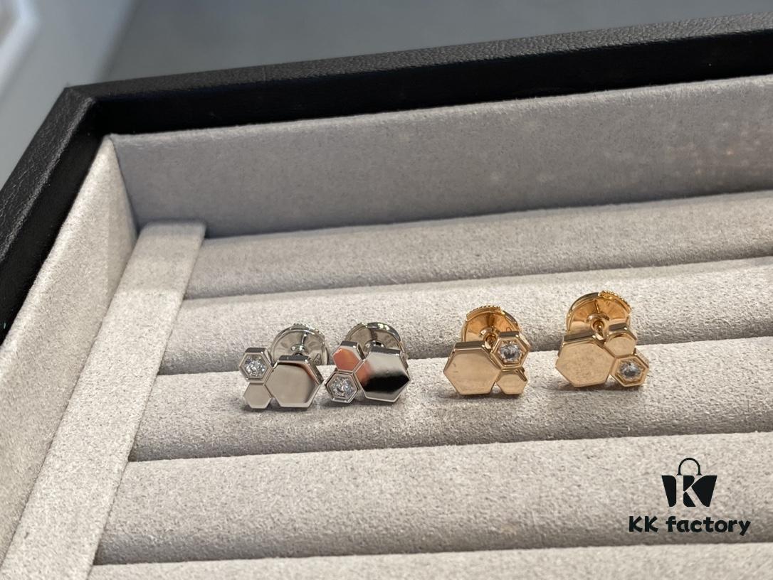 Shangmei Honeycomb Stud Earrings, Three Different Hexagons, Multi-Stage Precision Carving, Most Complex Craftsmanship!