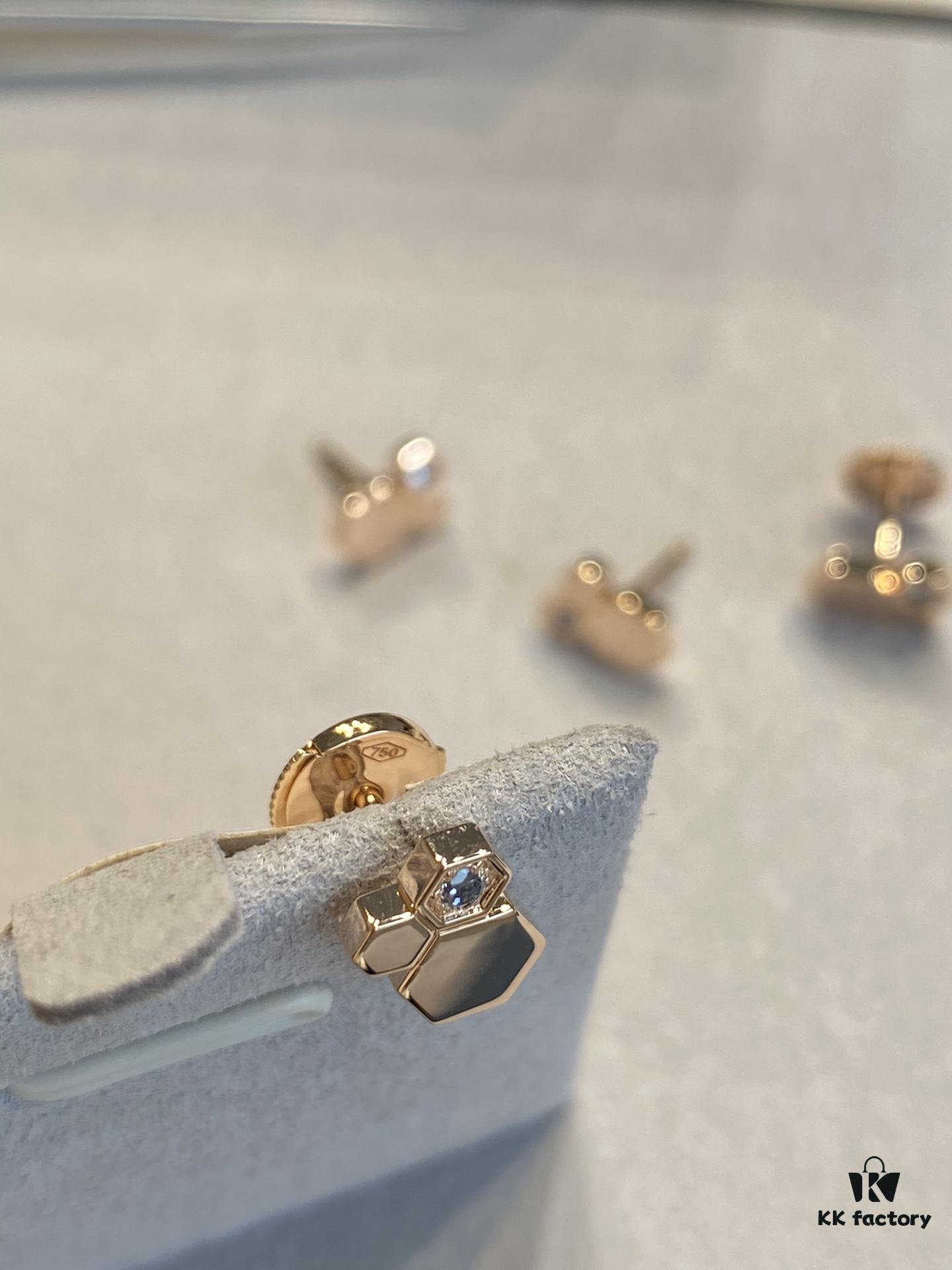 Shangmei Honeycomb Stud Earrings, Three Different Hexagons, Multi-Stage Precision Carving, Most Complex Craftsmanship!