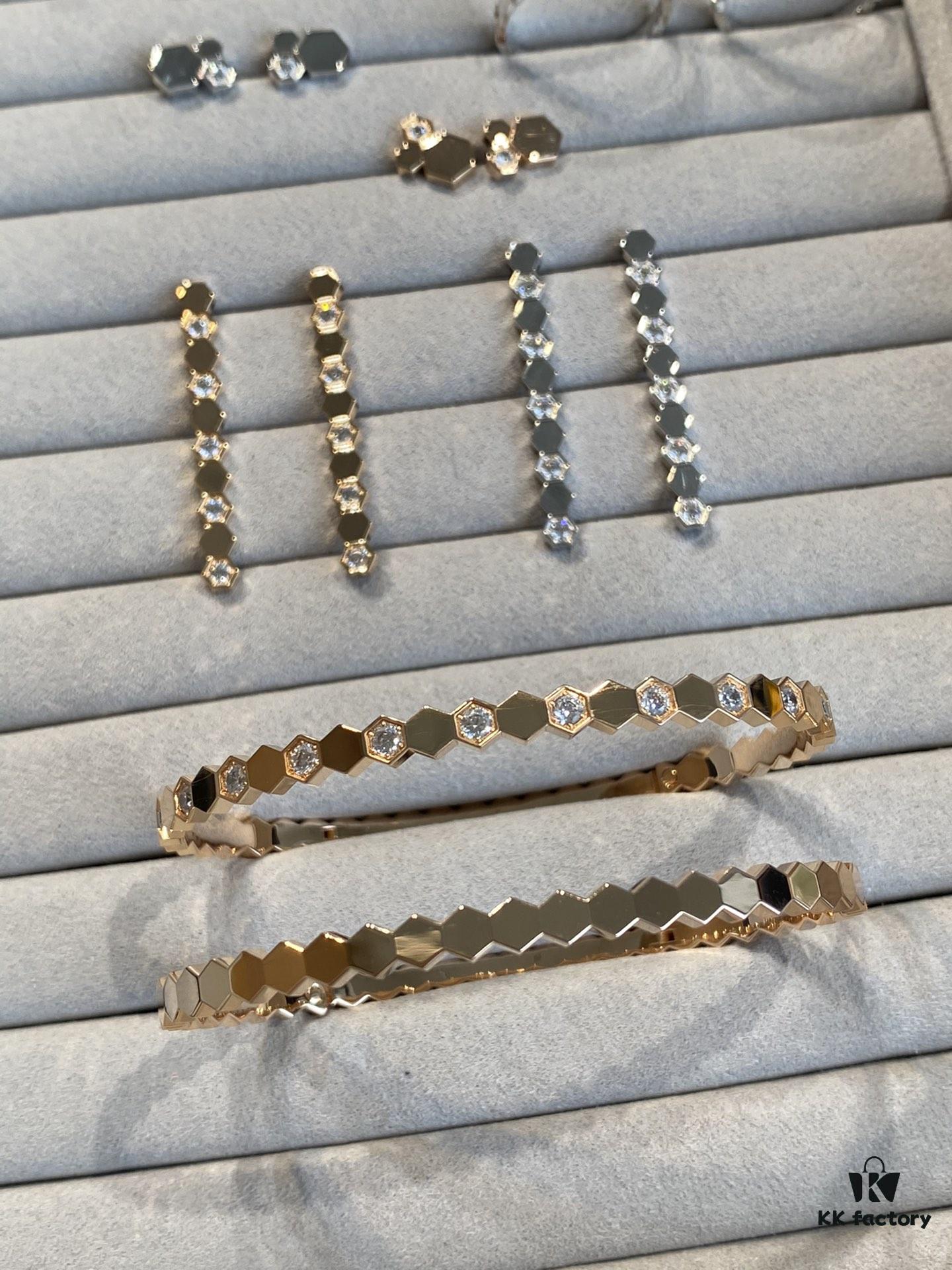 SAMMIX Honeycomb Bracelet, Stud Earrings, Ring, Necklace