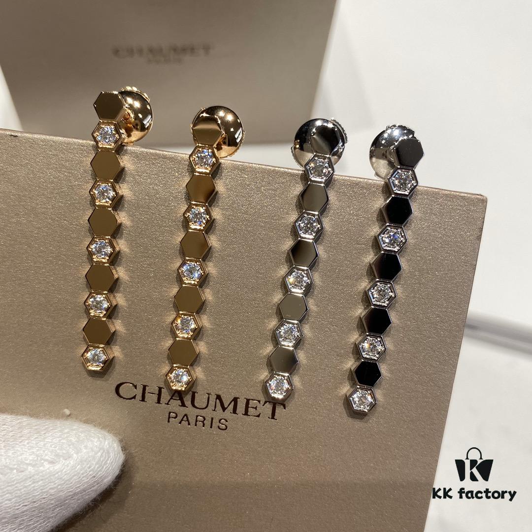 V Gold Material Shang* Honeycomb Earrings Long Style, Minimalist Design, Luxury Jewelry Custom